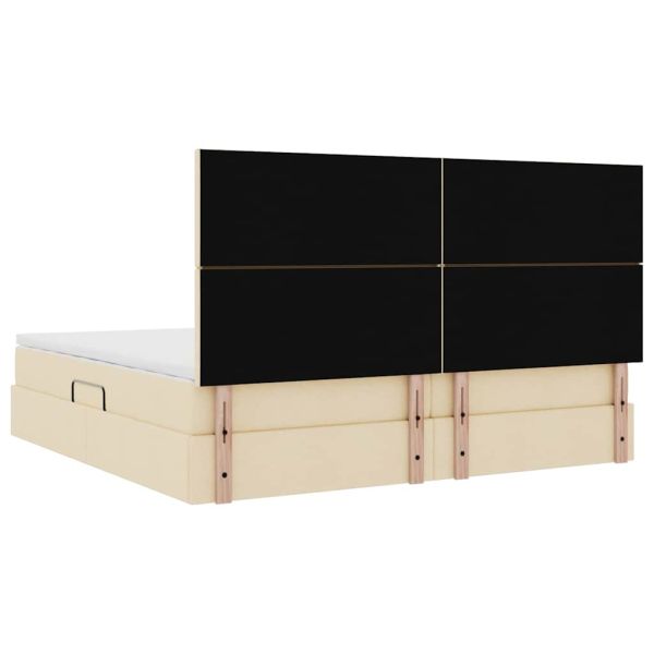 Легло с място за съхранение и LED Кремав 200 x 200 cm Полиестер