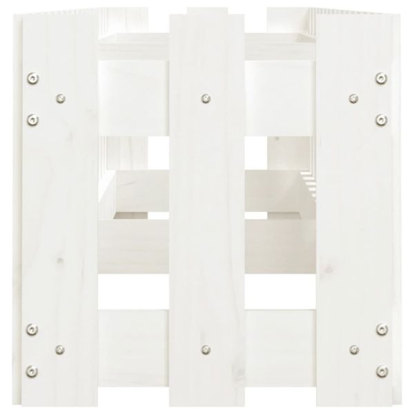 Градинска леха с дизайн на ограда бяла 200x30x30 см бор масив