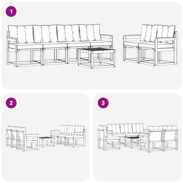 Комплект дивани за открито 7 pcs Естествено и черно