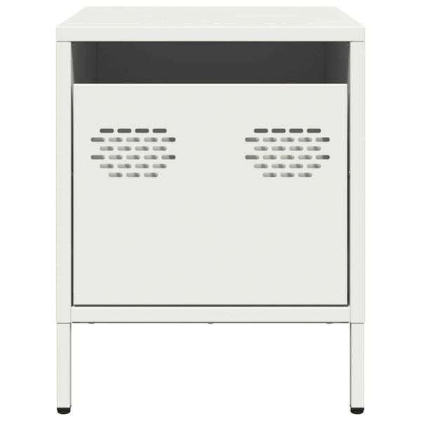 Нощни шкафчета, 2 бр, бели, 35x39x43,5 см, стомана