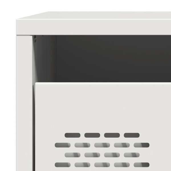 Нощни шкафчета, 2 бр, бели, 35x39x43,5 см, стомана