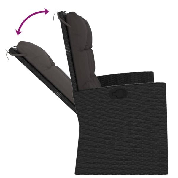 Градински лаундж комплект с възглавници 4 части черен полиратан