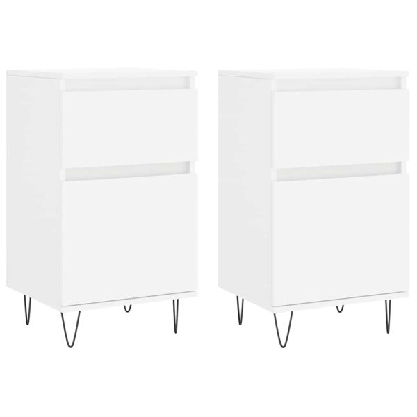 Бюфети, 2 бр, бели, 40x35x70 см, инженерно дърво