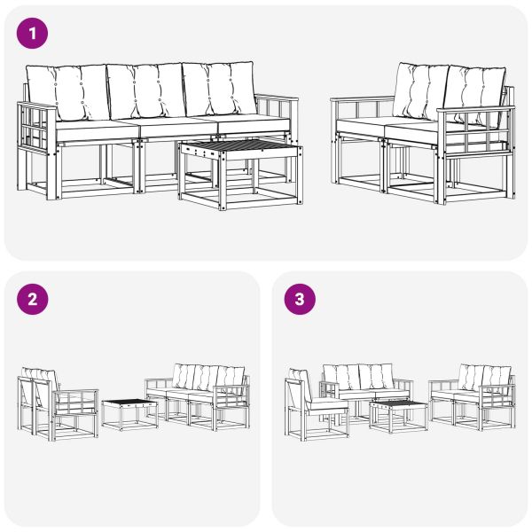 Комплект дивани за открито 6 pcs Натурален и Крема