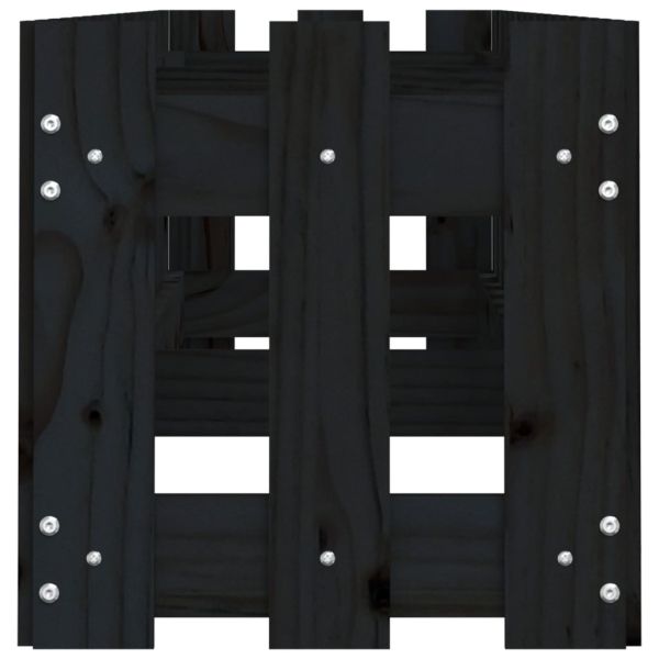 Градинска леха с дизайн на ограда черна 200x30x30 см бор масив