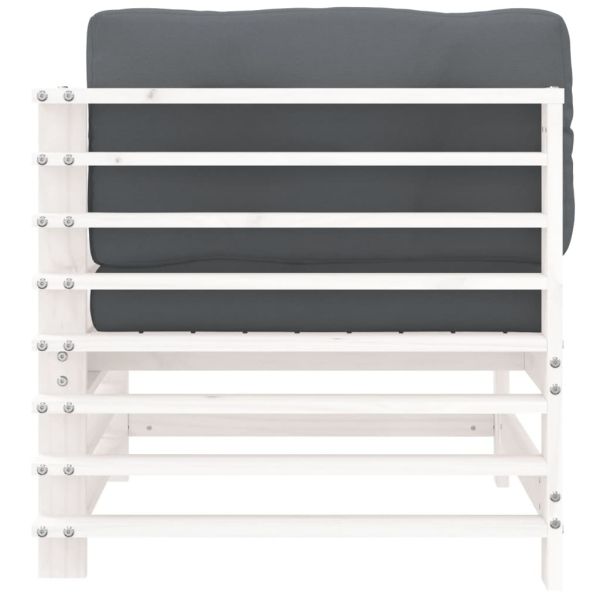 Ъглови дивани с възглавници, 2 бр, бели, борово дърво масив