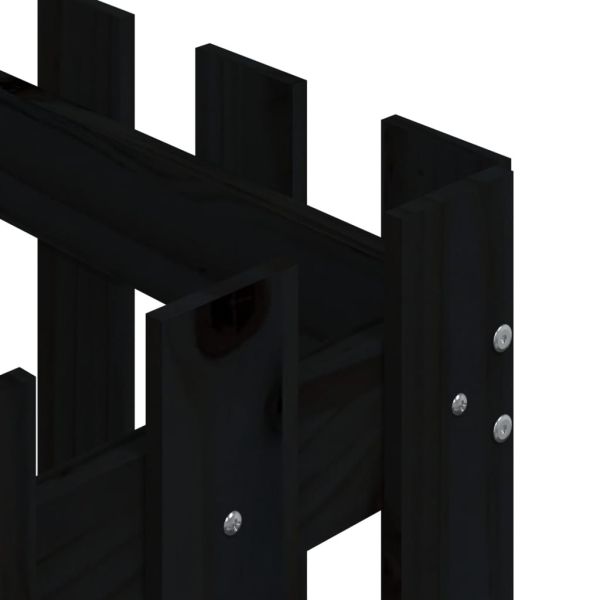 Градинска кашпа с дизайн на ограда черна 60x60x60 см бор масив