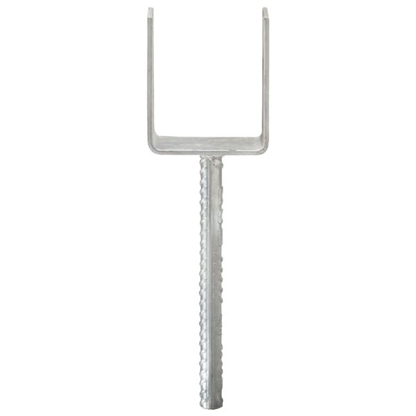 Оградни подпори 6 бр сребристи 9x6x30 см поцинкована стомана