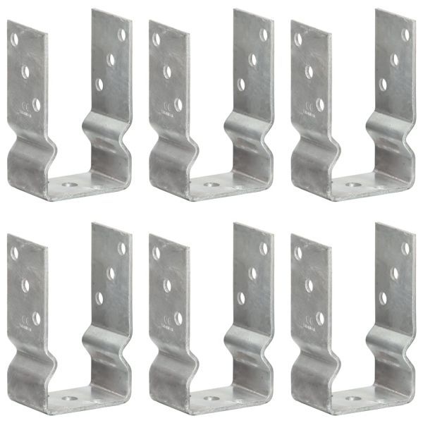 Оградни подпори 6 бр сребристи 8x6x15 см поцинкована стомана