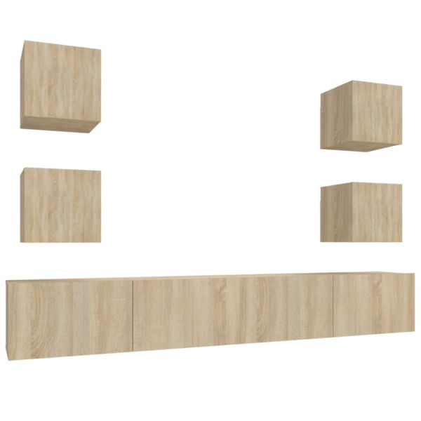 Комплект ТВ шкафове от 6 части, сонома дъб, инженерно дърво