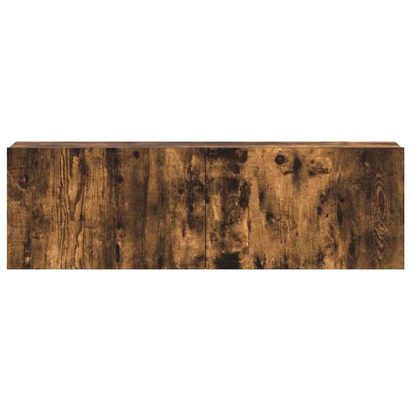 Комплект ТВ шкафове от 3 части, опушен дъб, инженерно дърво