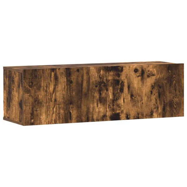 Комплект ТВ шкафове от 3 части, опушен дъб, инженерно дърво