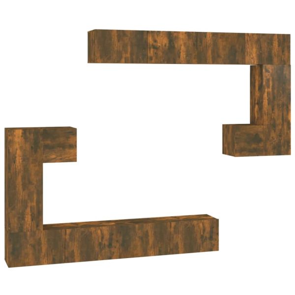 ТВ шкафове за стенен монтаж, oпушен дъб, инженерно дърво