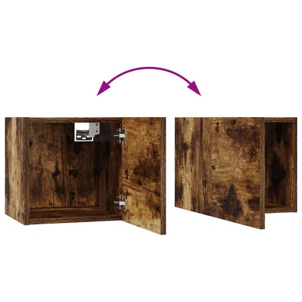 Комплект ТВ шкафове от 10 части, опушен дъб, инженерно дърво