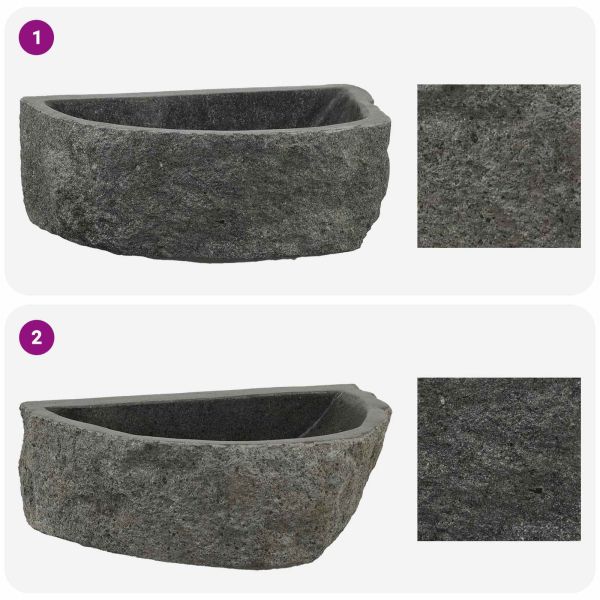 Монтирана на стена мивка Сив 45 x 35 x 15 см Речен камък