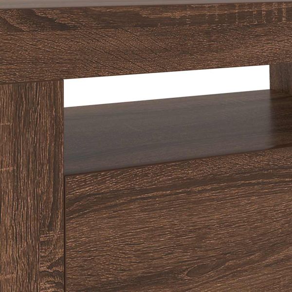 ТВ шкаф с LED осветление, кафяв дъб, 120x35x40 см