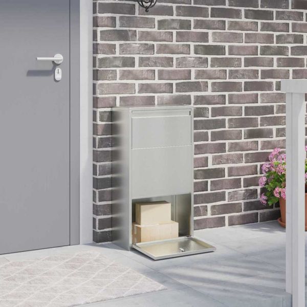 Пощенска кутия за пратки с врата Сребрист 44 x 22 x 82 см