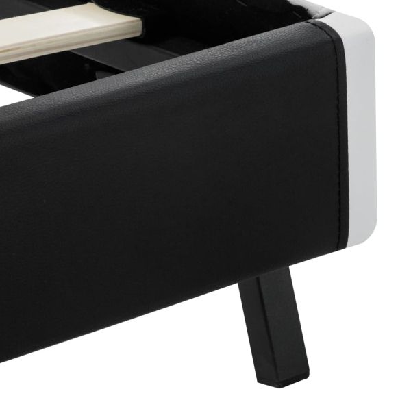 Рамка за легло с LED, черна, изкуствена кожа, 180x200 cм