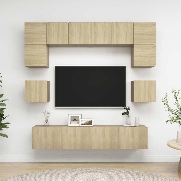 Комплект ТВ шкафове от 8 части, дъб сонома, инженерно дърво