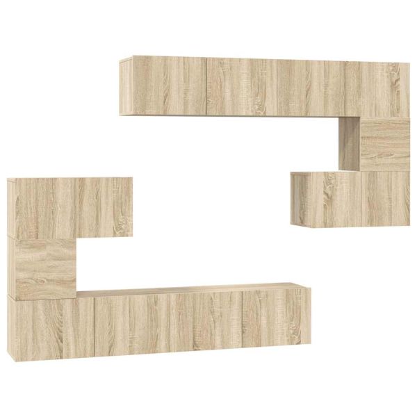 Комплект ТВ шкафове от 8 части, сонома дъб, инженерно дърво