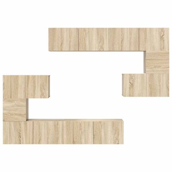 Комплект ТВ шкафове от 8 части, сонома дъб, инженерно дърво