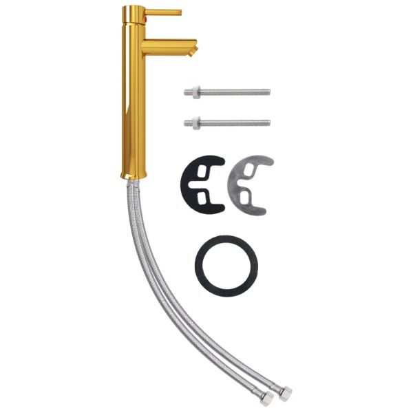 Мивка за баня с кран и сифон, кафяво закалено стъкло