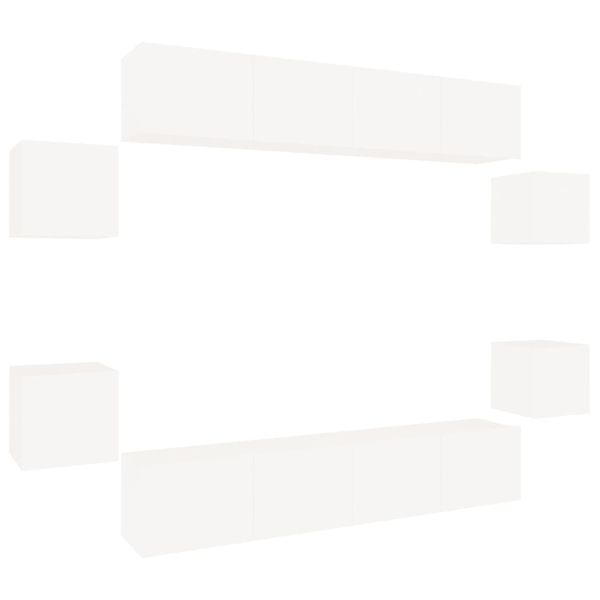 Комплект ТВ шкафове от 8 части инженерно дърво Бял гланц