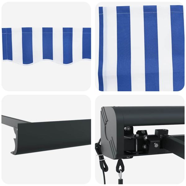 Прибираща се тента синьо и бяло 4x3 м плат и алуминий