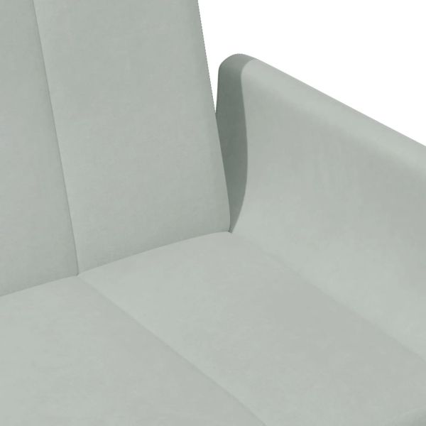 2-местно разтегателно канапе с табуретка, светлосиво, кадифе