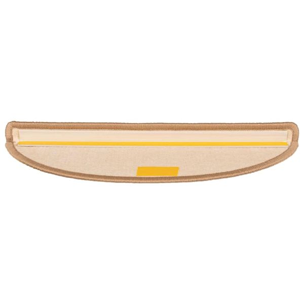 Изтривалки за стълби, 15 бр., 56x17x3 см, светлокафяви, полукръгли