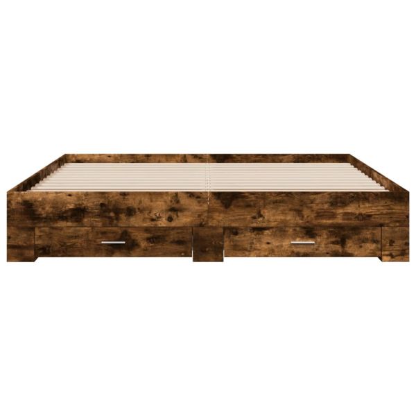 Рамка за легло с чекмедже опушен дъб 180x200 см инженерно дърво