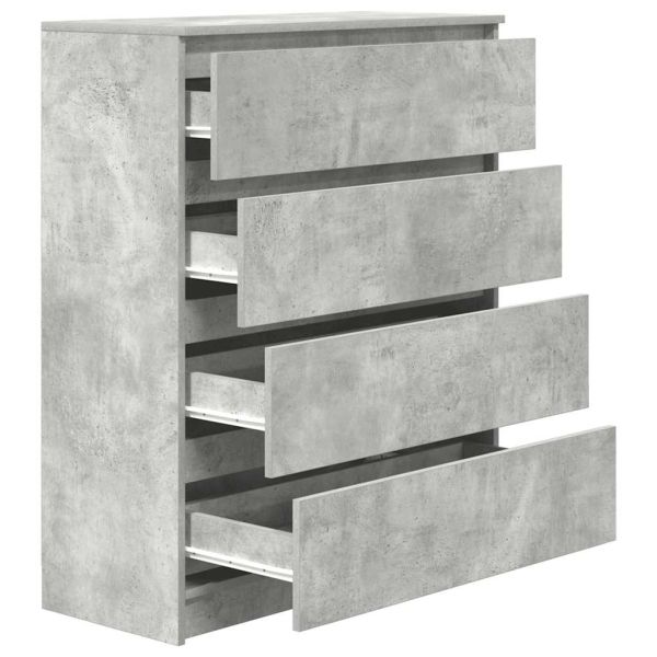 Сайдборд, бетонно сив, 80x35x99 см, инженерно дърво