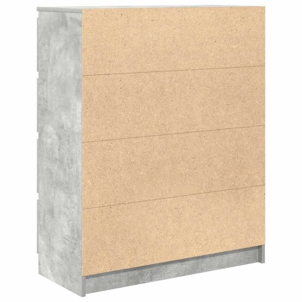 Сайдборд, бетонно сив, 80x35x99 см, инженерно дърво