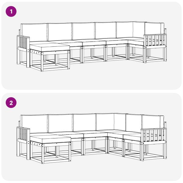 Комплект дивани за открито 7 pcs Натурален и Крема