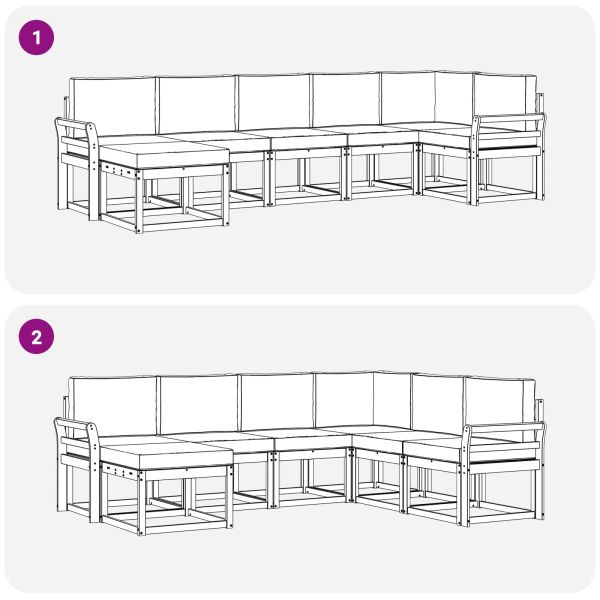 Комплект дивани за открито 7 pcs Натурален и Антрацит