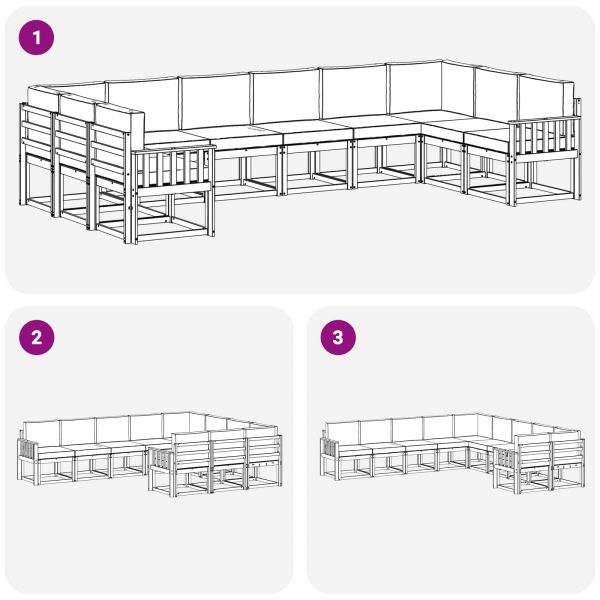 Комплект дивани за открито 10 pcs Натурален и Антрацит