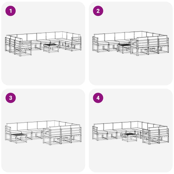 Комплект дивани за открито 11 pcs Естествено и светло сиво