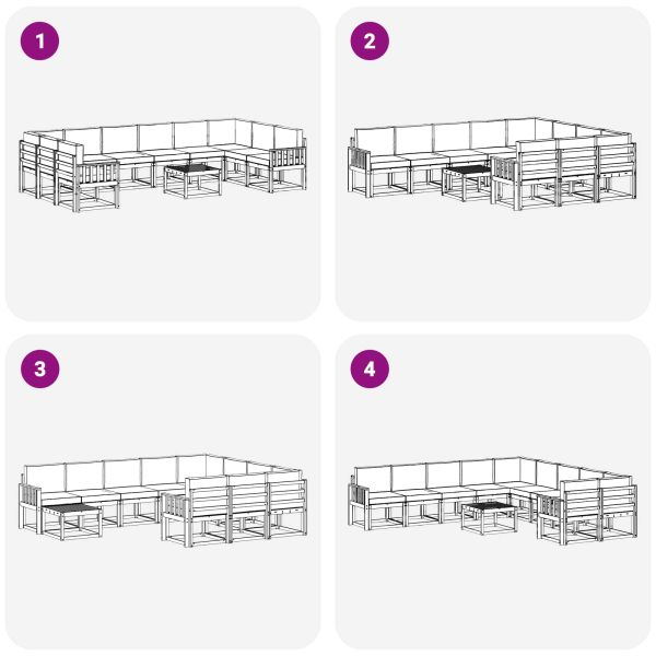 Комплект дивани за открито 11 pcs Натурален и Крема