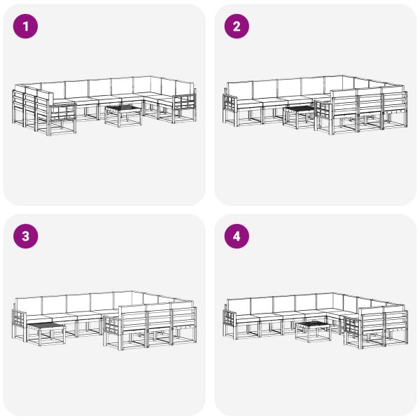 Комплект дивани за открито 11 pcs Натурален и Бежов