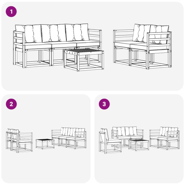 Комплект дивани за открито 6 pcs Натурален и Крема