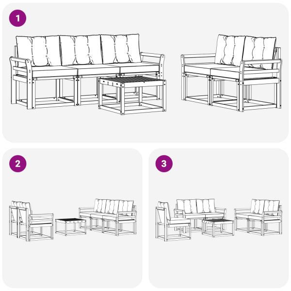 Комплект дивани за открито 6 pcs Естествено и черно