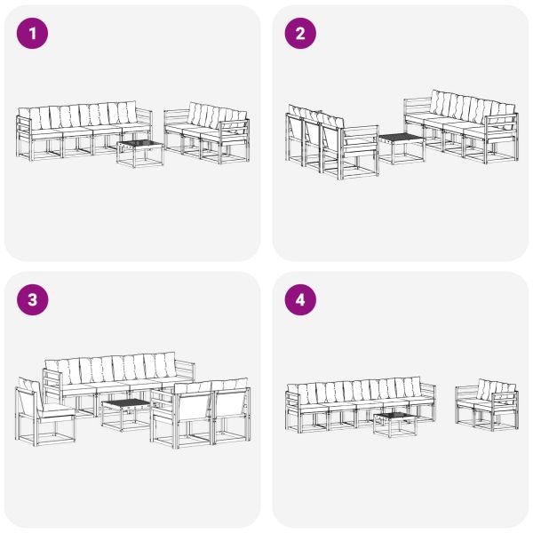 Комплект дивани за открито 8 pcs Натурален и Крема