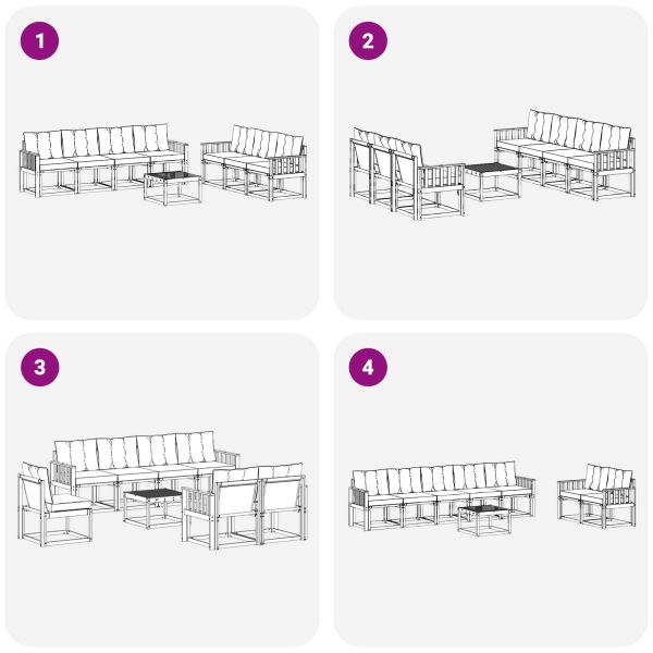 Комплект дивани за открито 8 pcs Естествено и черно