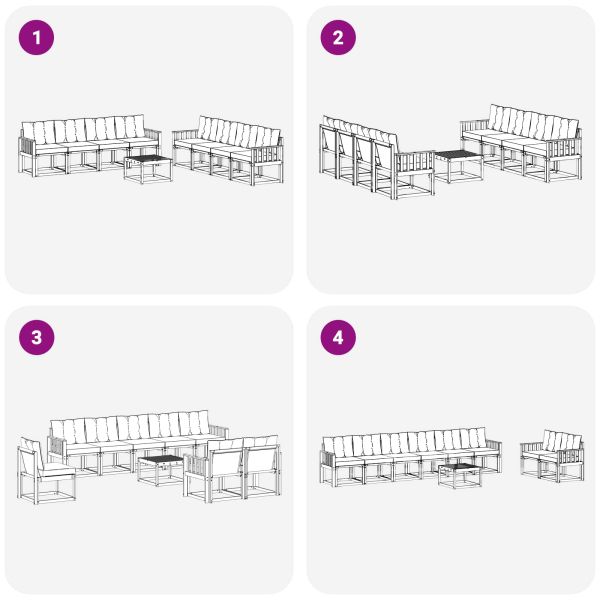 Комплект дивани за открито 9 pcs Натурален и Бежов