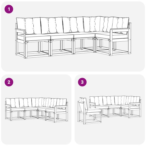 Комплект дивани за открито 5 pcs Естествено и черно