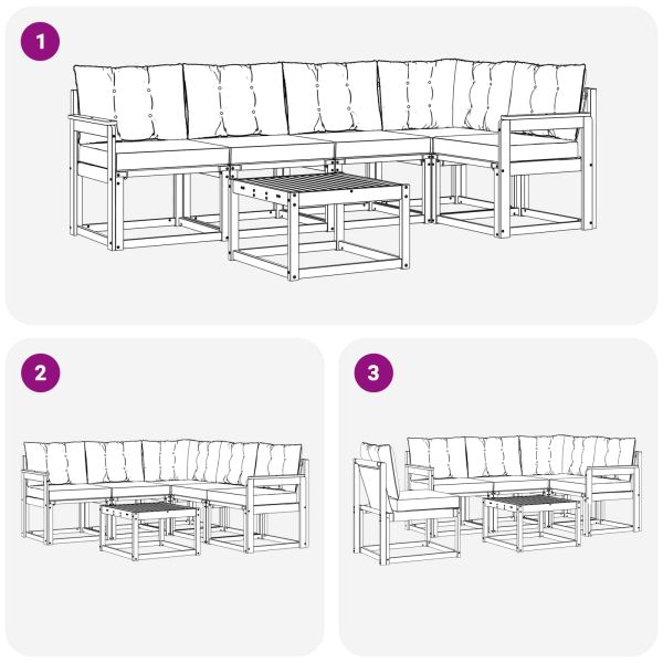 Комплект дивани за открито 6 pcs Натурален и Крема