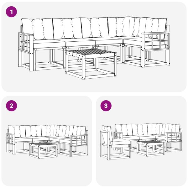 Комплект дивани за открито 6 pcs Натурален и Бежов