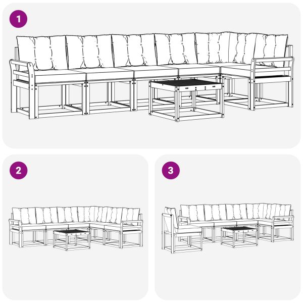 Комплект дивани за открито 7 pcs Естествено и светло сиво