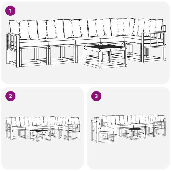 Комплект дивани за открито 7 pcs Натурален и Крема