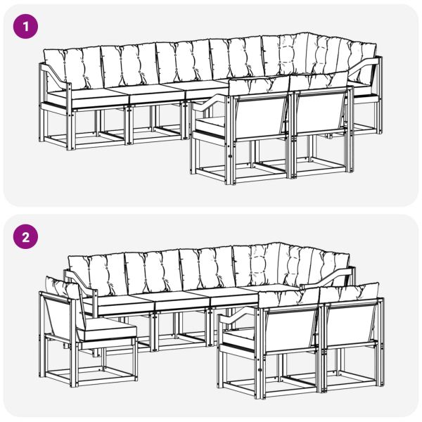 Комплект дивани за открито 8 pcs Естествено и черно